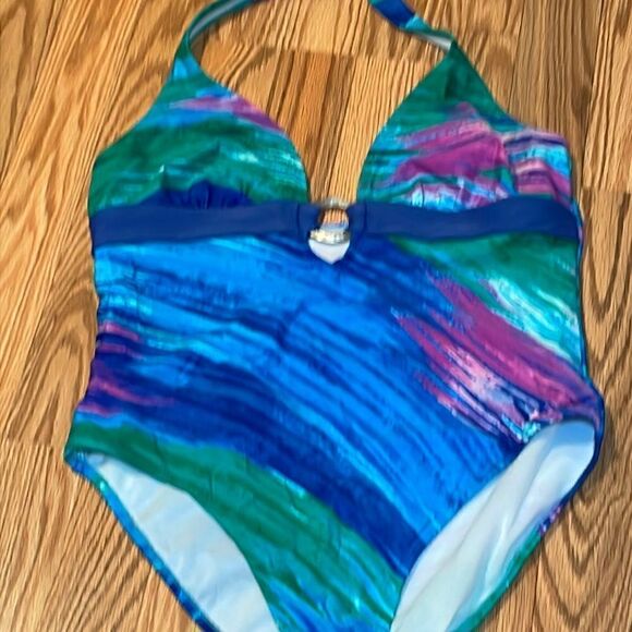 Vintage Halter Swimsuit, 1 piece swim suit, Large - Picture 2 of 7